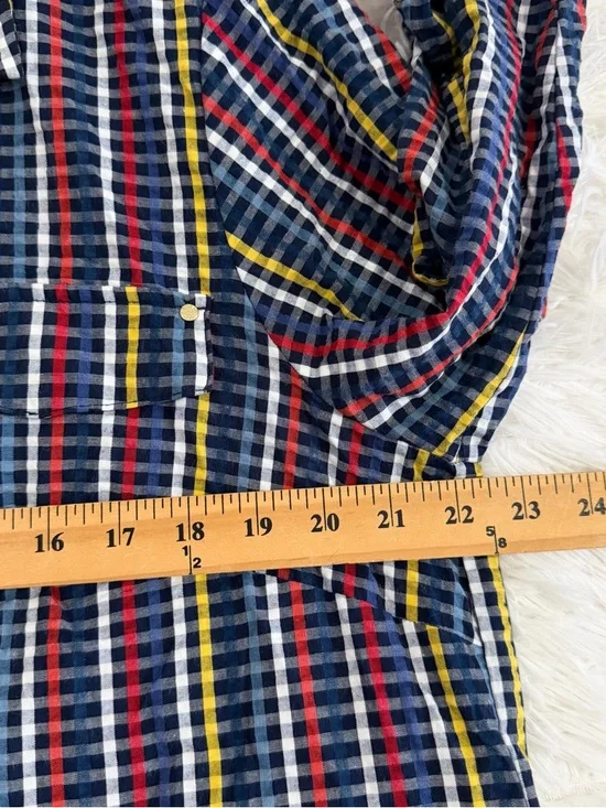 Anne Klein Womens Textured Multicolor Striped Button Up Top 3/4 Sleeve Size 1X - Picture 7 of 10